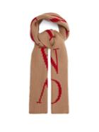 Matchesfashion.com Valentino - Logo Intarsia Wool Blend Scarf - Mens - Beige