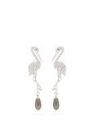 Matchesfashion.com Erdem - Faux-pearl And Crystal Crane Drop Earrings - Womens - Silver