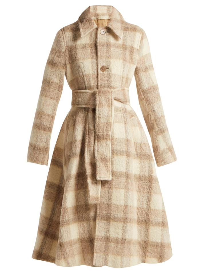 Acne Studios Checked Belted A-line Coat
