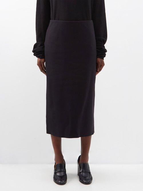 The Row - Alumo Crepe Midi Skirt - Womens - Black