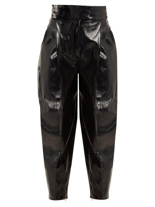 Matchesfashion.com Wanda Nylon - High Rise Tapered Leg Coated Trousers - Womens - Navy