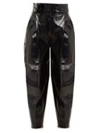 Matchesfashion.com Wanda Nylon - High Rise Tapered Leg Coated Trousers - Womens - Navy