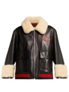 Matchesfashion.com Gucci - Shearling Trimmed Leather Jacket - Womens - Black