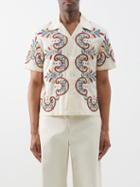 Bode - Carnival Short-sleeved Embroidered Cotton Shirt - Mens - Ecru