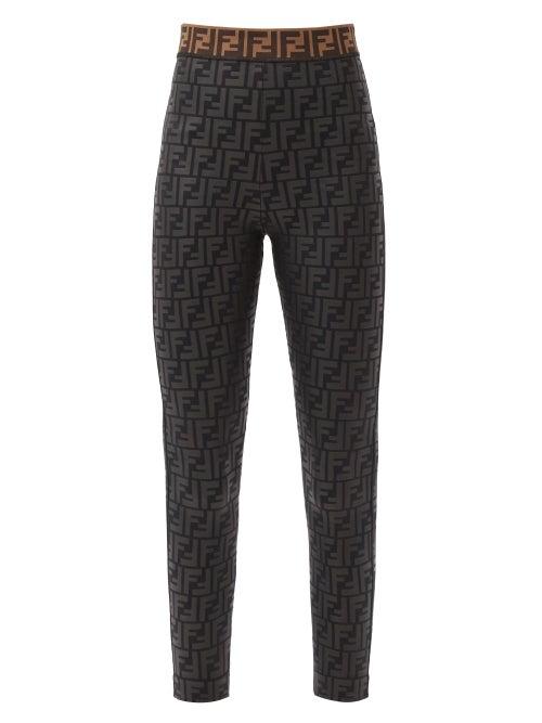 Matchesfashion.com Fendi - Ff Logo-print Jersey Leggings - Womens - Black
