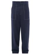 Matchesfashion.com Marni - Relaxed Fit Wool Gabardine Trousers - Mens - Navy