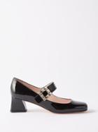 Roger Vivier - Trs Vivier Crystal-buckle Patent-leather Sandals - Womens - Black