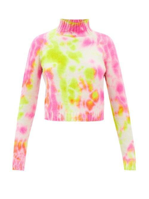 The Elder Statesman - Tie-dye Cropped Sweater - Womens - Pink Multi