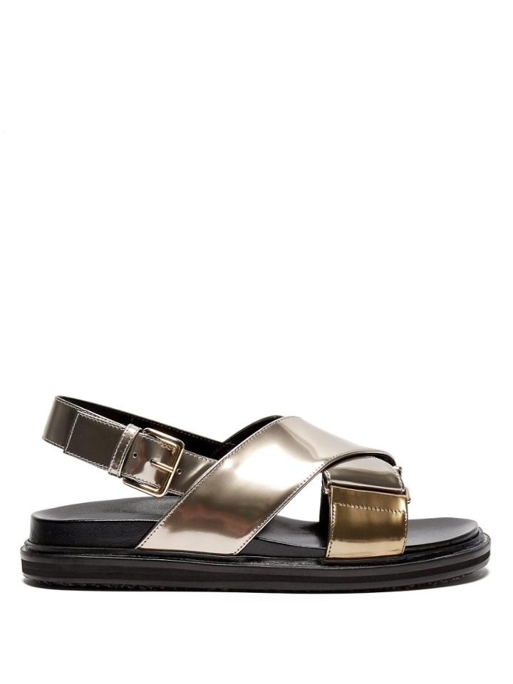 Marni Fussbett Crossover-strap Leather Sandals