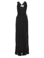 Roberto Cavalli V-neck Crinkle-knit Gown