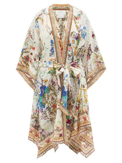 Matchesfashion.com Camilla - Handkerchief-hem By The Meadow-print Silk Coverup - Womens - White Print