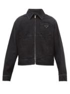Matchesfashion.com Prada - Logo Plaque Cotton Denim Jacket - Mens - Black