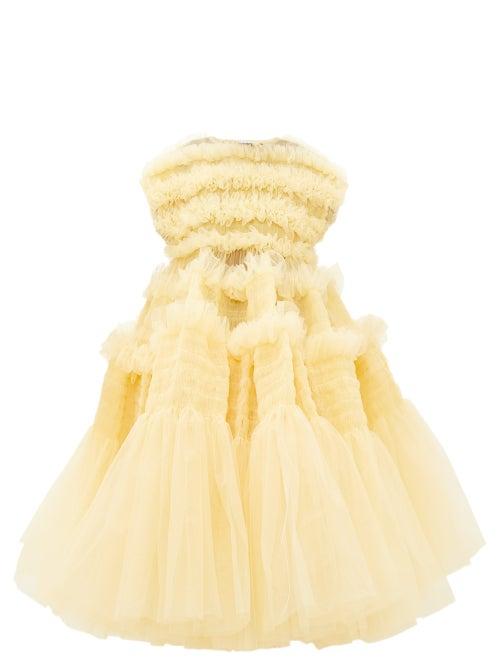 Matchesfashion.com Molly Goddard - Skye Hand-smocked Frilled-tulle Dress - Womens - Cream