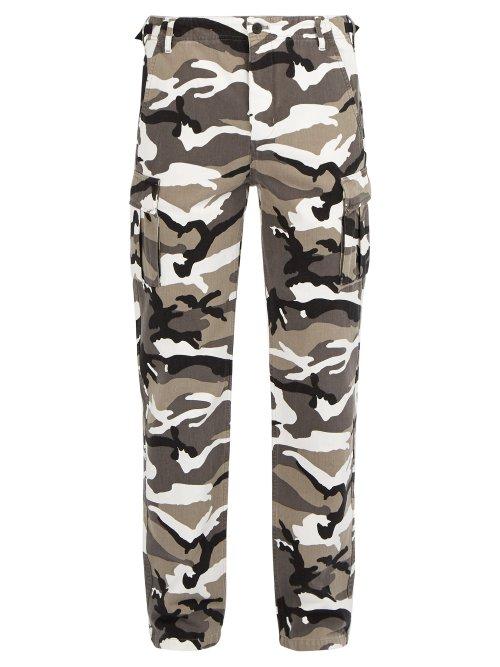 Matchesfashion.com Balenciaga - Camouflage Print Cotton Cargo Trousers - Mens - White