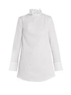 Matchesfashion.com Cecilie Bahnsen - Netti Frilled Neckline Cotton Dress - Womens - White