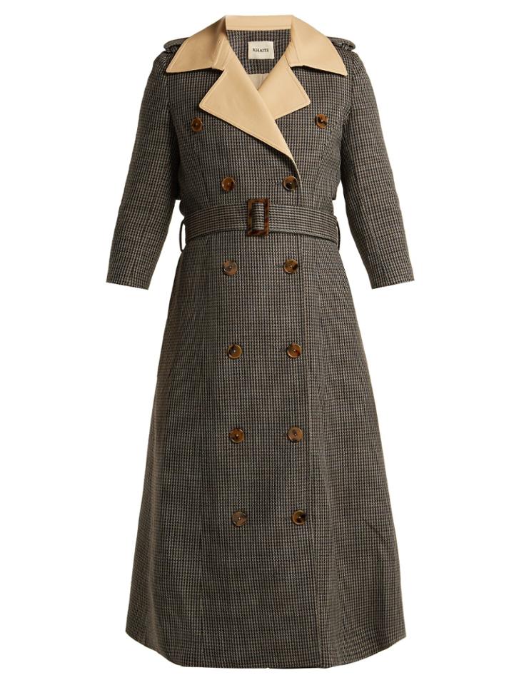 Khaite Charlotte Houndstooth Wool Trench Coat