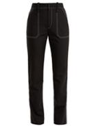 Matchesfashion.com Chlo - High Rise Contrasting Stitch Detailed Trousers - Womens - Black