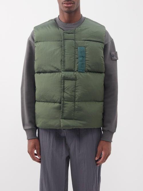 Stone Island - Logo-patch Quilted Down Gilet - Mens - Olive