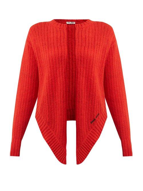 Matchesfashion.com Miu Miu - Tie Front Wool Cardigan - Womens - Red