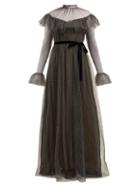 Matchesfashion.com Erdem - Mirabelle Ruffled Polka Dot Tulle Gown - Womens - Black White