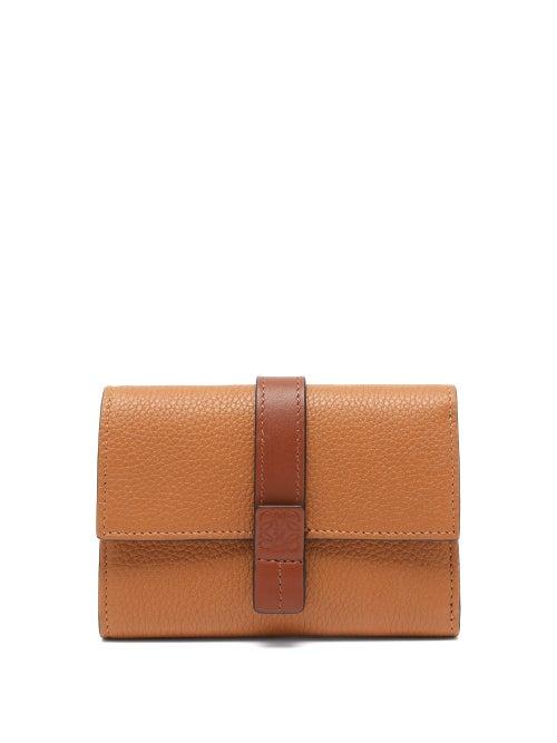 Matchesfashion.com Loewe - Anagram Grained Leather Bi Fold Wallet - Womens - Tan Multi