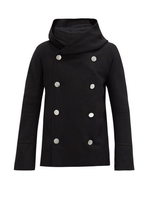 Matchesfashion.com Balmain - Wool-blend Hooded Peacoat - Mens - Black