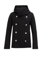 Matchesfashion.com Balmain - Wool-blend Hooded Peacoat - Mens - Black