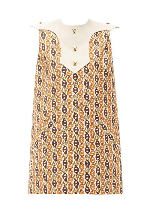 Matchesfashion.com Gucci - Gg Chain-print Shift Dress - Womens - Ivory Multi