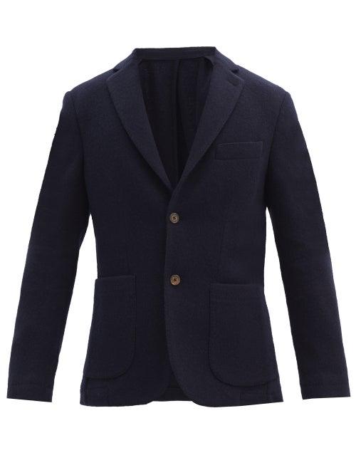 Matchesfashion.com Thom Sweeney - Single-breasted Wool-blend Melton Blazer - Mens - Navy