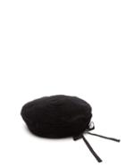 Matchesfashion.com Gucci - Leather Trimmed Spiral Stitch Suede Beret Hat - Mens - Black