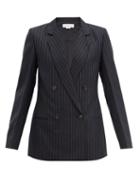 Matchesfashion.com Victoria Beckham - Double-breasted Pinstriped Wool Jacket - Womens - Navy Multi