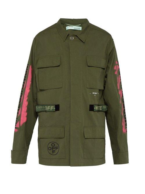 Matchesfashion.com Off-white - Diagonal Arrow Print Military Field Jacket - Mens - Green