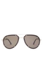 Matchesfashion.com Cartier Eyewear - Santos De Cartier Aviator Brushed Metal Sunglasses - Mens - Silver