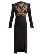 Matchesfashion.com Alexander Mcqueen - Sarabande Lace And Wool Blend Dress - Womens - Black