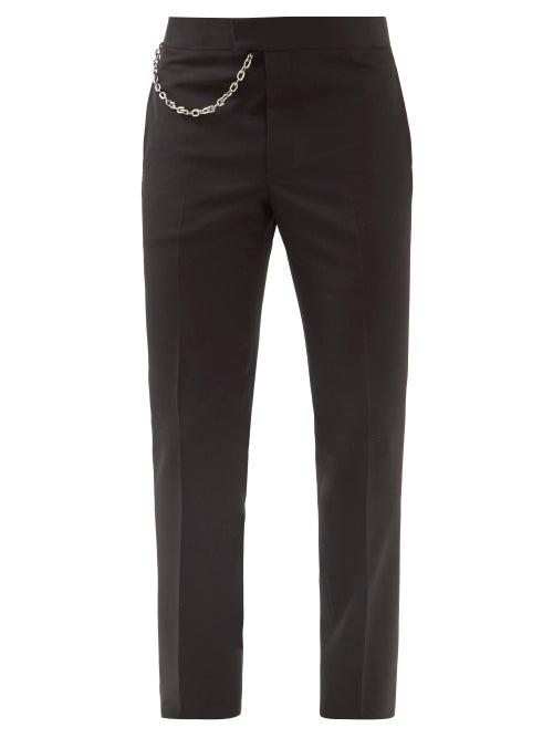 Mens Rtw Givenchy - Chain-embellished Wool Slim-leg Trousers - Mens - Black