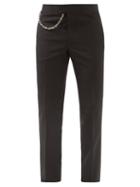 Mens Rtw Givenchy - Chain-embellished Wool Slim-leg Trousers - Mens - Black