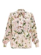 Matchesfashion.com Dolce & Gabbana - Lilum Print Pussy Bow Silk Crepe Blouse - Womens - Pink Multi