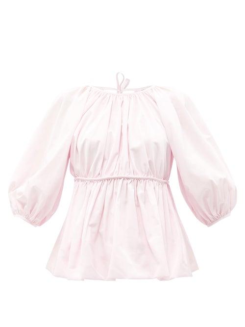 Cecilie Bahnsen - Amo Puff-sleeve Recycled-fibre Poplin Blouse - Womens - Light Pink