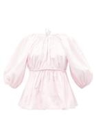 Cecilie Bahnsen - Amo Puff-sleeve Recycled-fibre Poplin Blouse - Womens - Light Pink