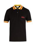 Matchesfashion.com Gucci - Striped Collar Cotton Blend Polo Shirt - Mens - Black