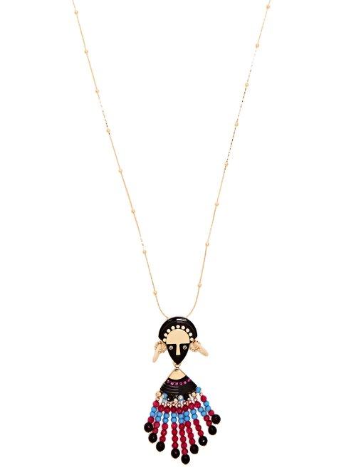 Matchesfashion.com Etro - Bead And Crystal Embellished Pendant Necklace - Womens - Pink