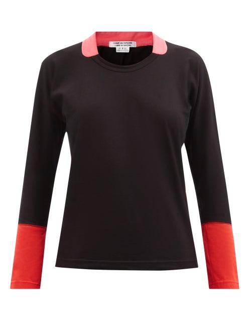 Comme Des Garons Comme Des Garons - Contrasting Cotton-jersey Long-sleeve T-shirt - Womens - Black Multi