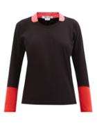 Comme Des Garons Comme Des Garons - Contrasting Cotton-jersey Long-sleeve T-shirt - Womens - Black Multi
