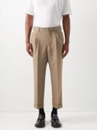 Ami - Double-pleat Wool Carrot-leg Trousers - Mens - Beige