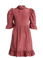 Matchesfashion.com Batsheva - Prairie Ruffle Trimmed Moire Faille Dress - Womens - Dark Pink