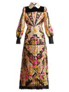 Matchesfashion.com Gucci - Floral Print Silk Twill Maxi Dress - Womens - Multi