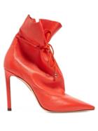 Matchesfashion.com Jimmy Choo - Stitch 100 Drawstring Leather Ankle Boots - Womens - Red
