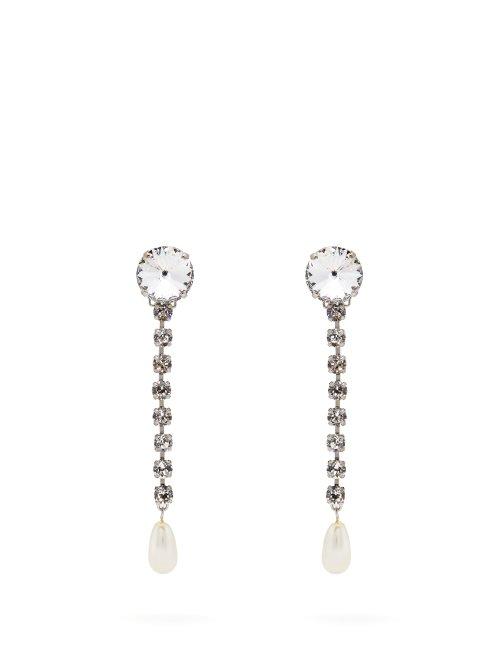 Matchesfashion.com Miu Miu - Crystal And Pearl Embellished Drop Earrings - Womens - Crystal