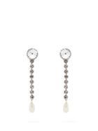 Matchesfashion.com Miu Miu - Crystal And Pearl Embellished Drop Earrings - Womens - Crystal