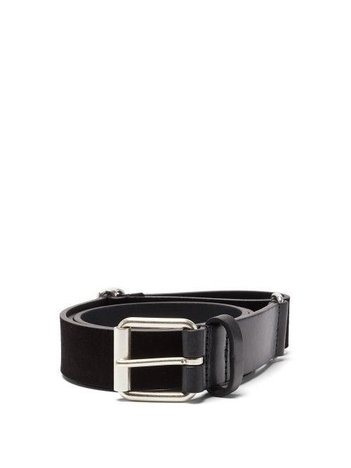 Anderson's - Adjustable Leather And Suede Belt - Mens - Black
